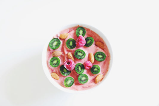 Raspberry Bowl with Almonds & Kiwi Berries