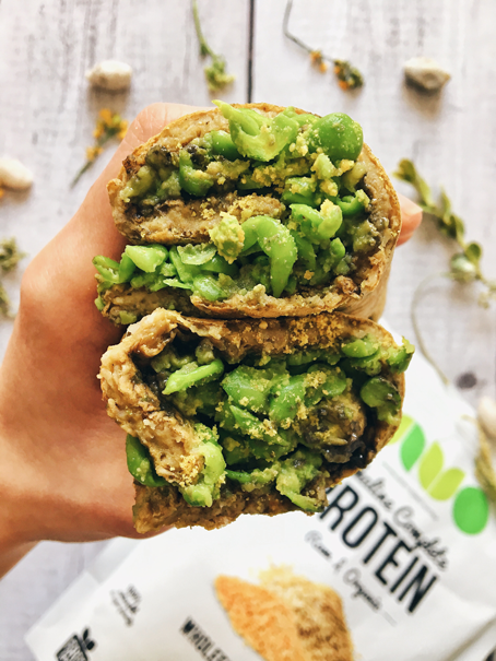 Protein-packed mashed avo & cheese peas turmeric roll